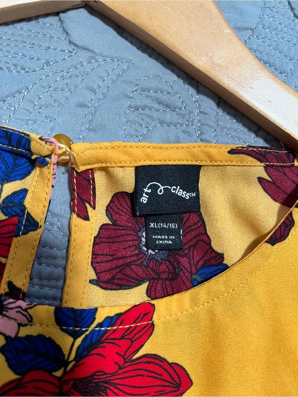 art class Mustard Floral Tie-Front Blouse